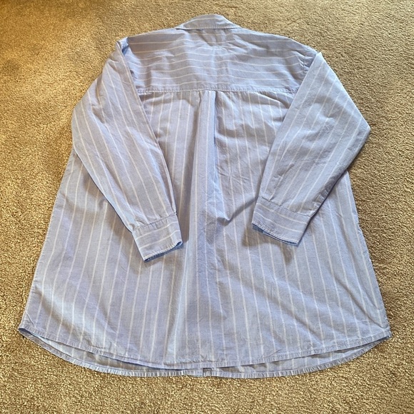 H&M Cotton L/S Button Down Oxford Oversized Pin Stripe Shirt Blue White Size 10 - Picture 8 of 8
